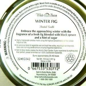 Brand new | White barn | bath and body works | winter fig candle | discontinued